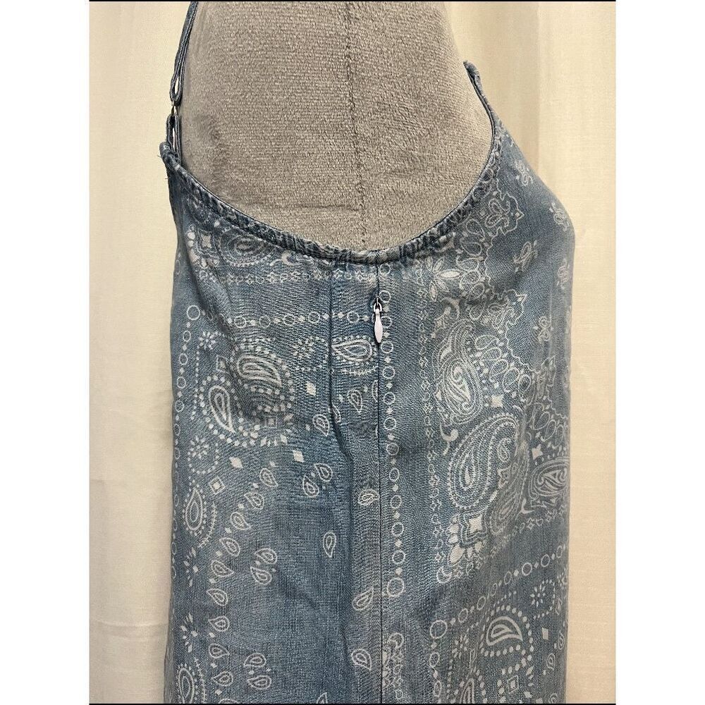 Thread & Supply Sky Blue Bandana-Print Slip Dress Sz Small - Picture 3 of 9